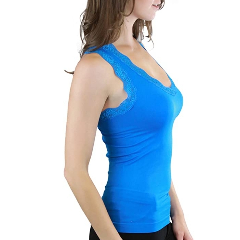 Lace Trim Racerback Tank Top - Picture 2 of 15